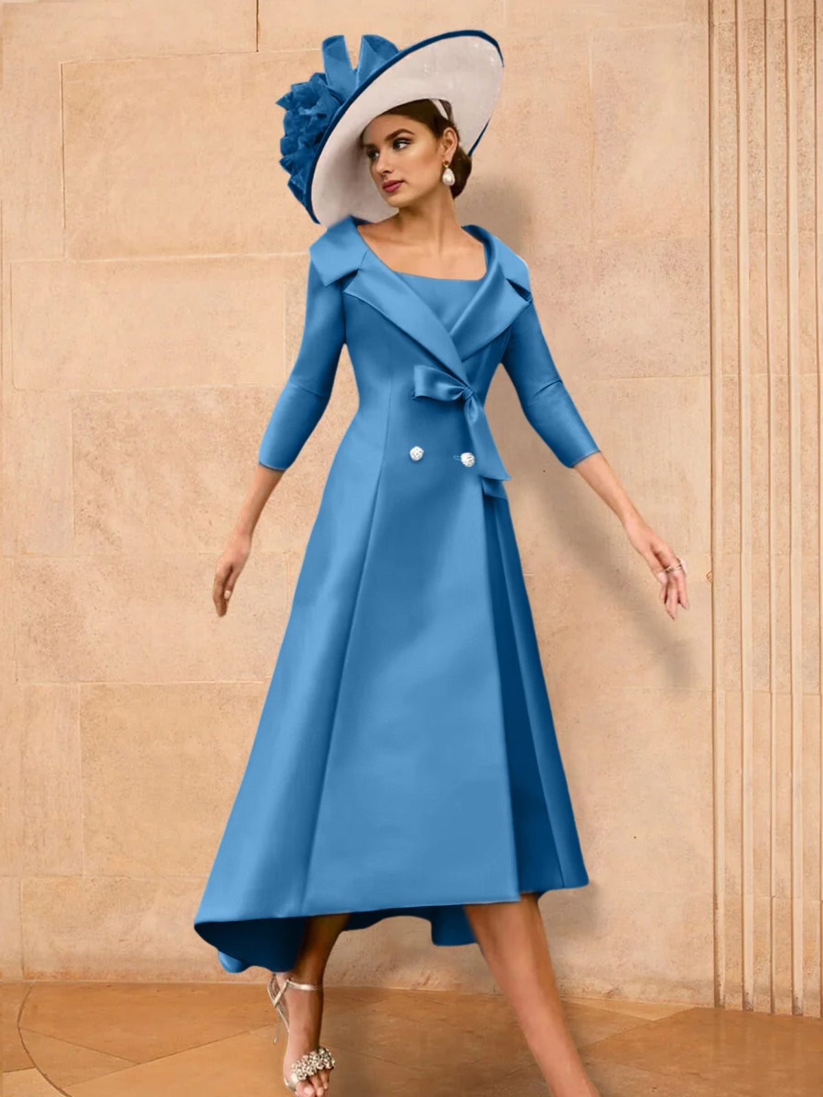 Long Sleeve A Line Gown for the Mother of the Bride with Bowknot
