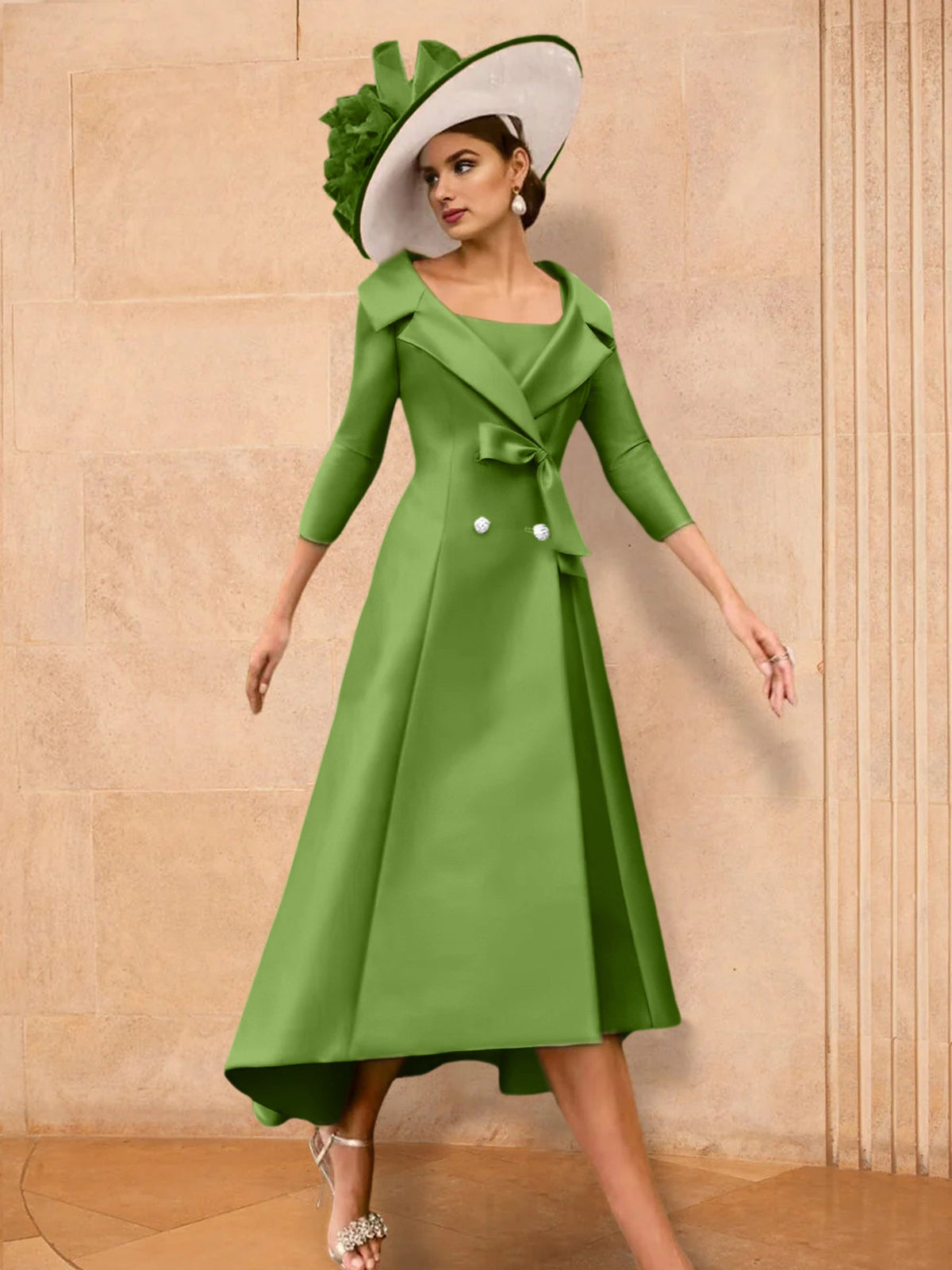 Long Sleeve A Line Gown for the Mother of the Bride with Bowknot