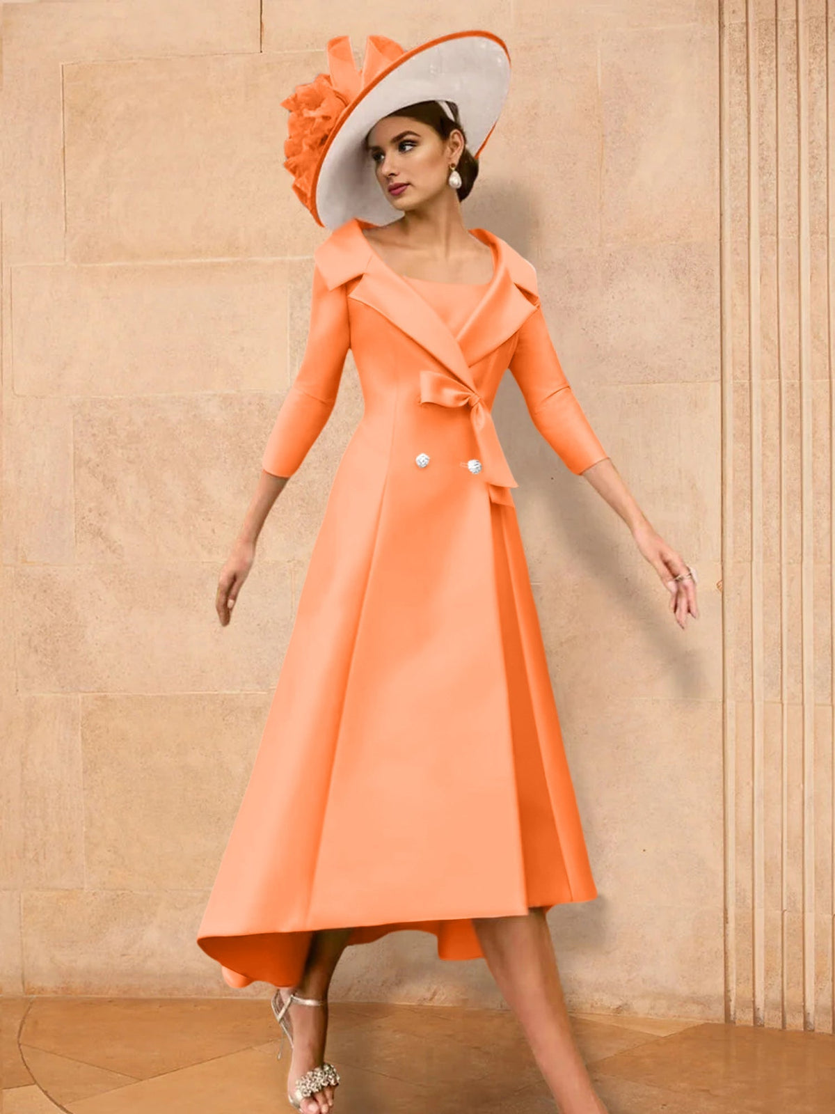 Long Sleeve A Line Gown for the Mother of the Bride with Bowknot