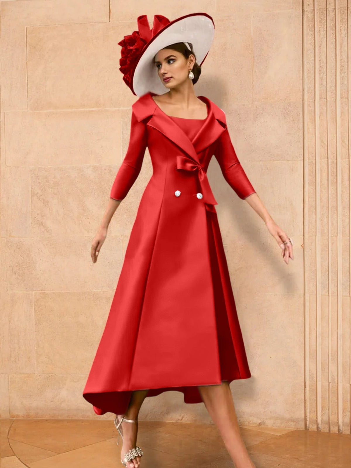Long Sleeve A Line Gown for the Mother of the Bride with Bowknot