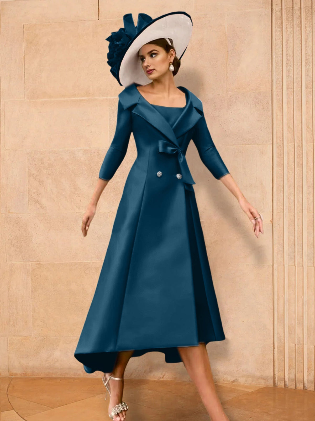 Long Sleeve A Line Gown for the Mother of the Bride with Bowknot
