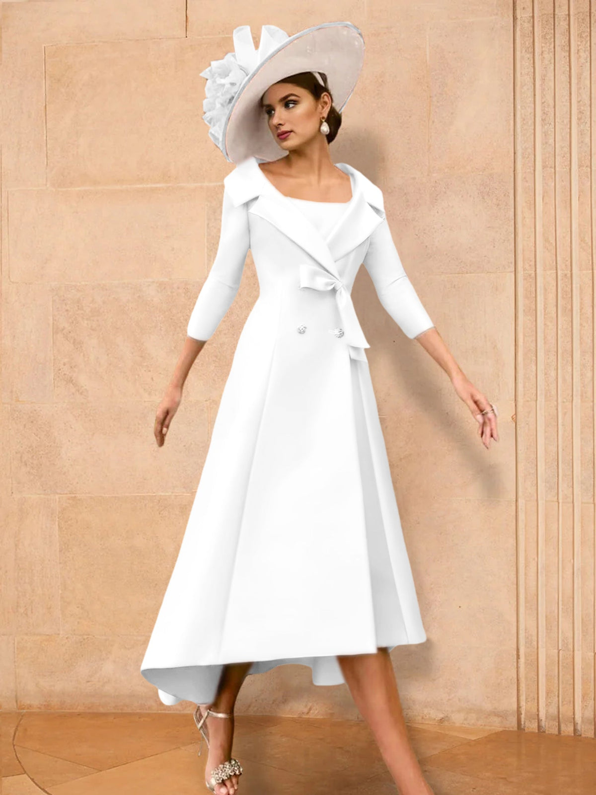 Long Sleeve A Line Gown for the Mother of the Bride with Bowknot