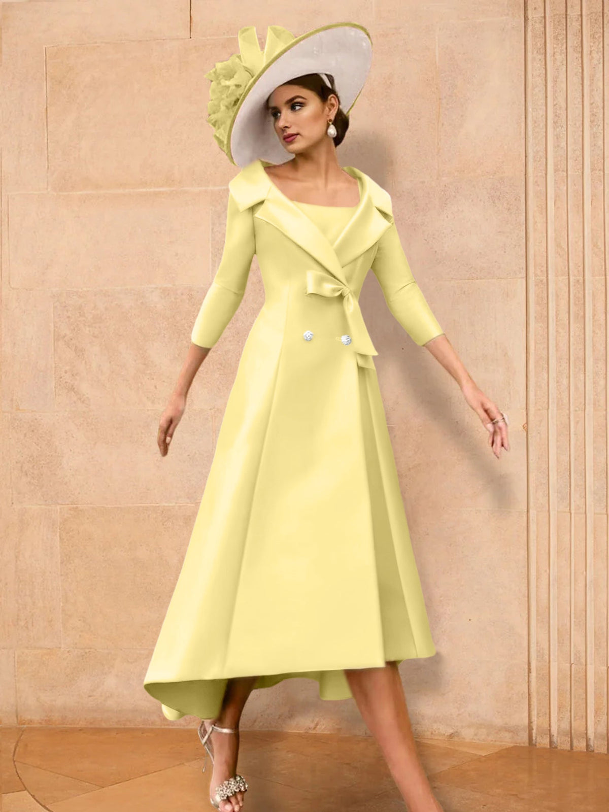 Long Sleeve A Line Gown for the Mother of the Bride with Bowknot