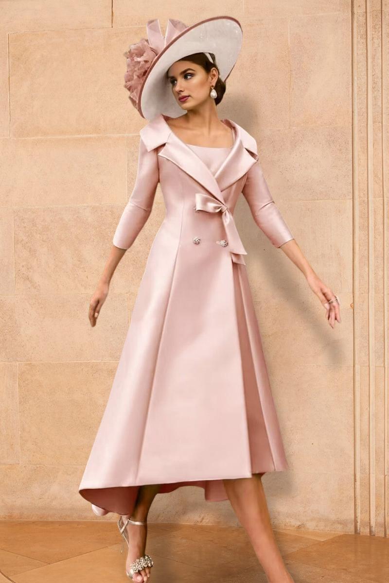 Long Sleeve A Line Gown for the Mother of the Bride with Bowknot