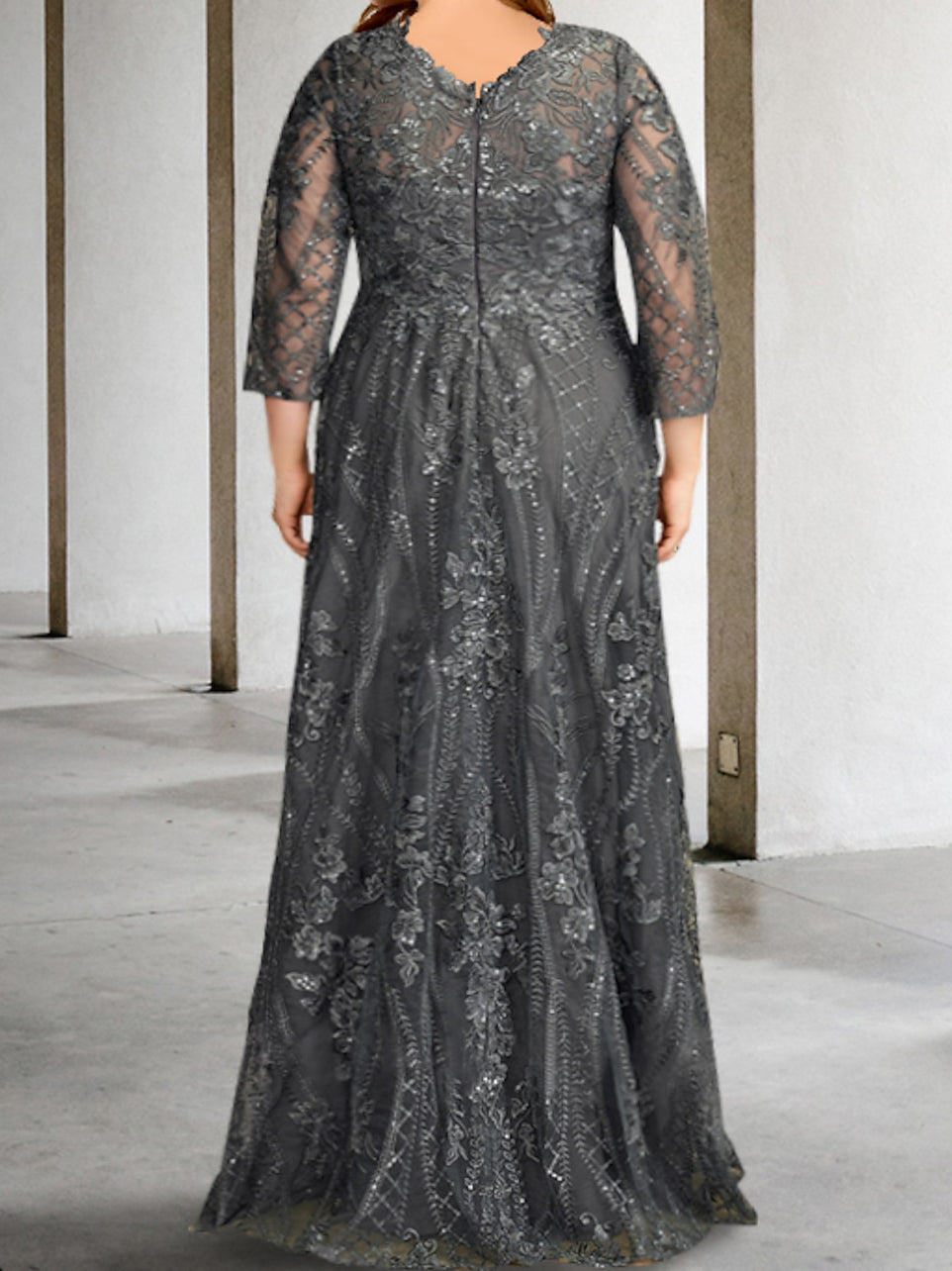 Long Sleeve A Line Mother of the Bride Dress Featuring Applique