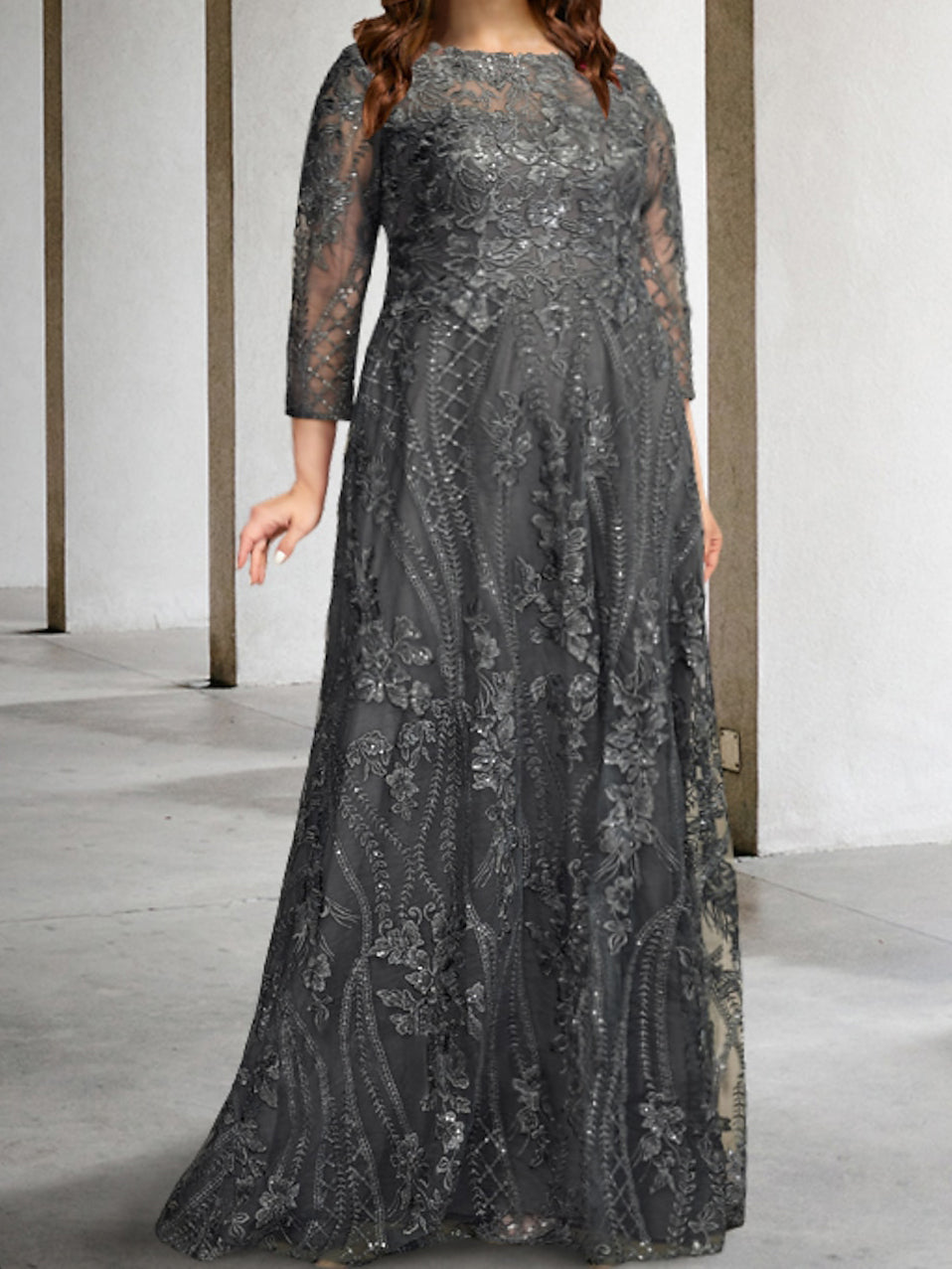 Long Sleeve A Line Mother of the Bride Dress Featuring Applique