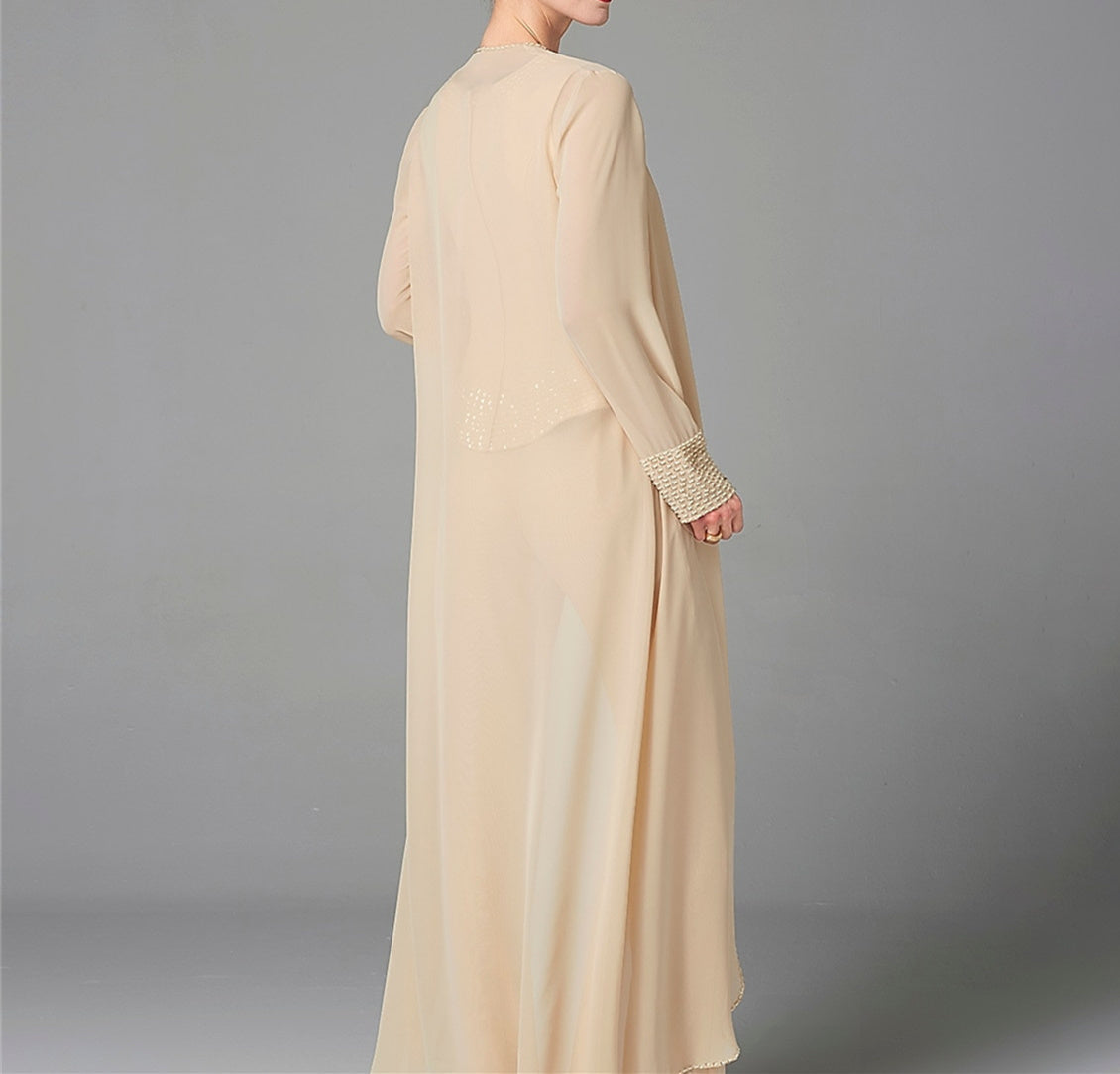 Long Sleeve Chiffon Mother of the Bride Pantsuit with Jacket and Sequins