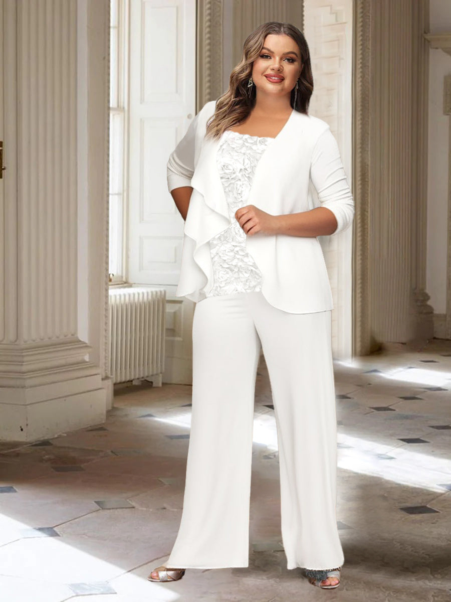 Long Sleeve Chiffon Pantsuit with Jacket for the Mother of the Bride