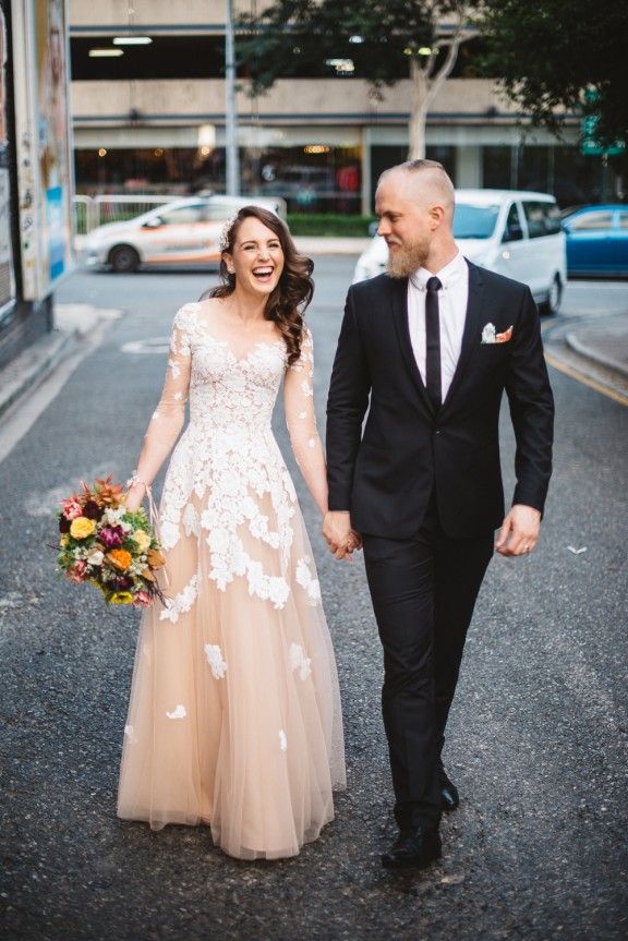 Long Sleeve White Lace Champagne Evening Dress Floor Length Destination Beach Wedding Dress BA6642