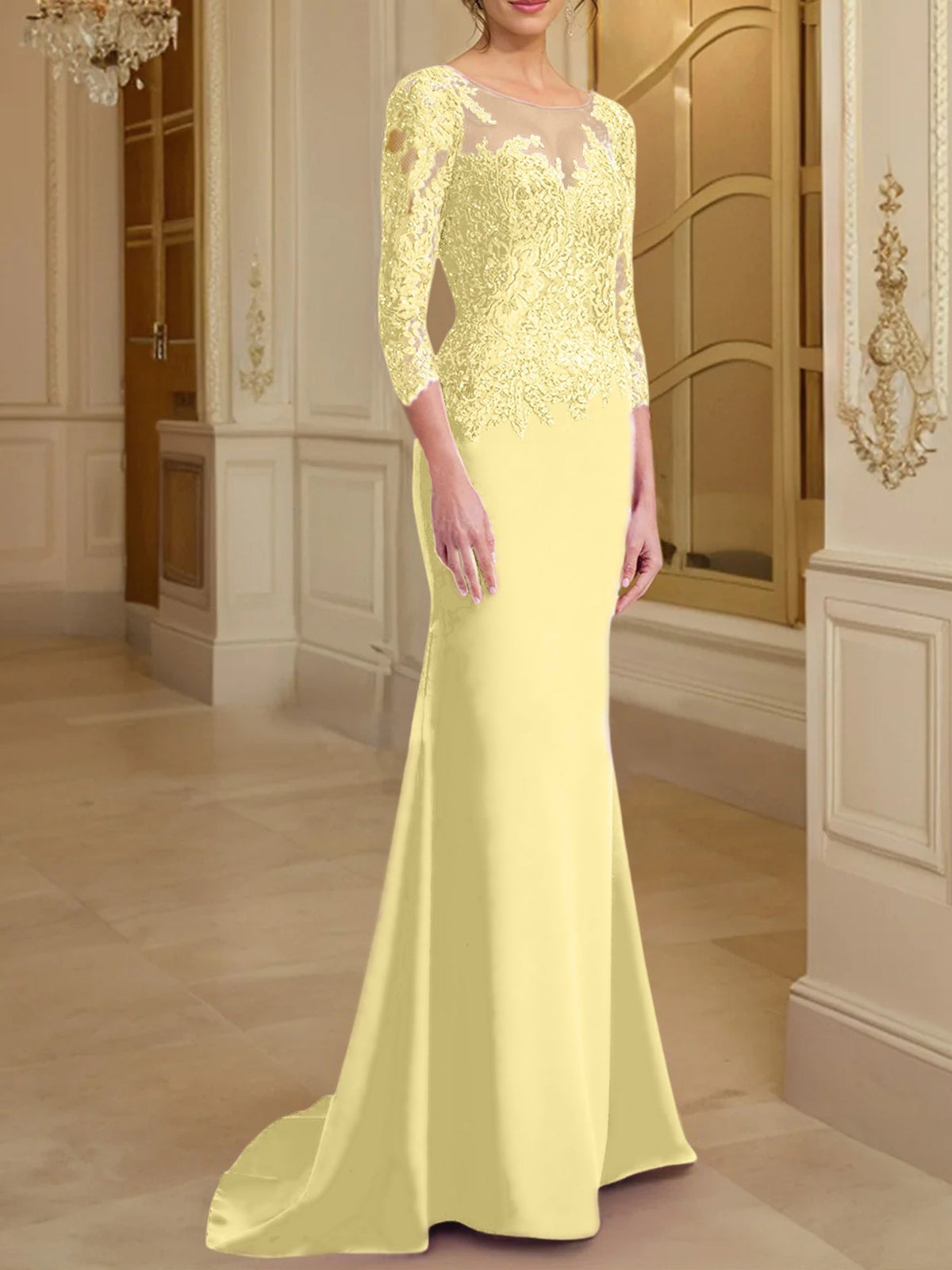 Long Sleeved Lace Mother of the Bride Dress in Trumpet Mermaid Silhouette