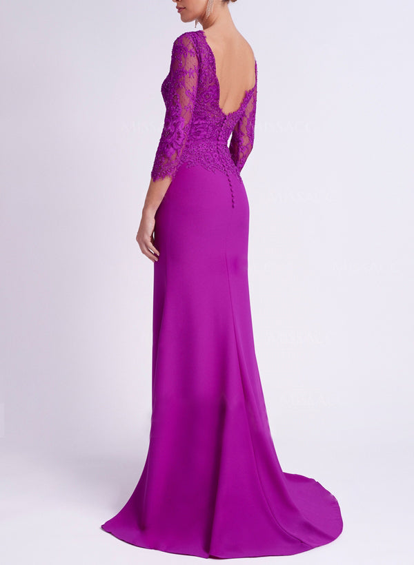 Long Sleeved Lace Mother of the Bride Dress in Trumpet Mermaid Silhouette