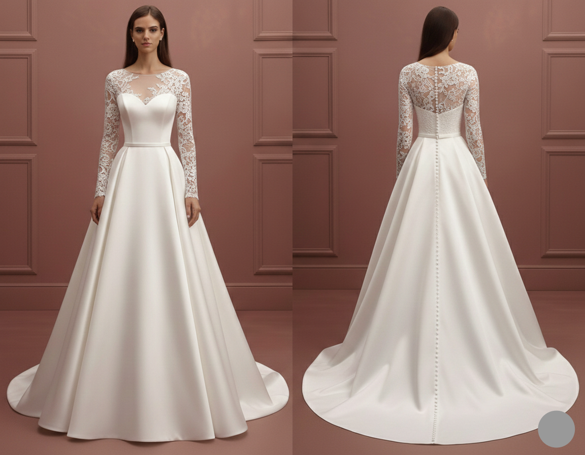 Long Open Front Sleeve Wedding Dress Unique Modern Style