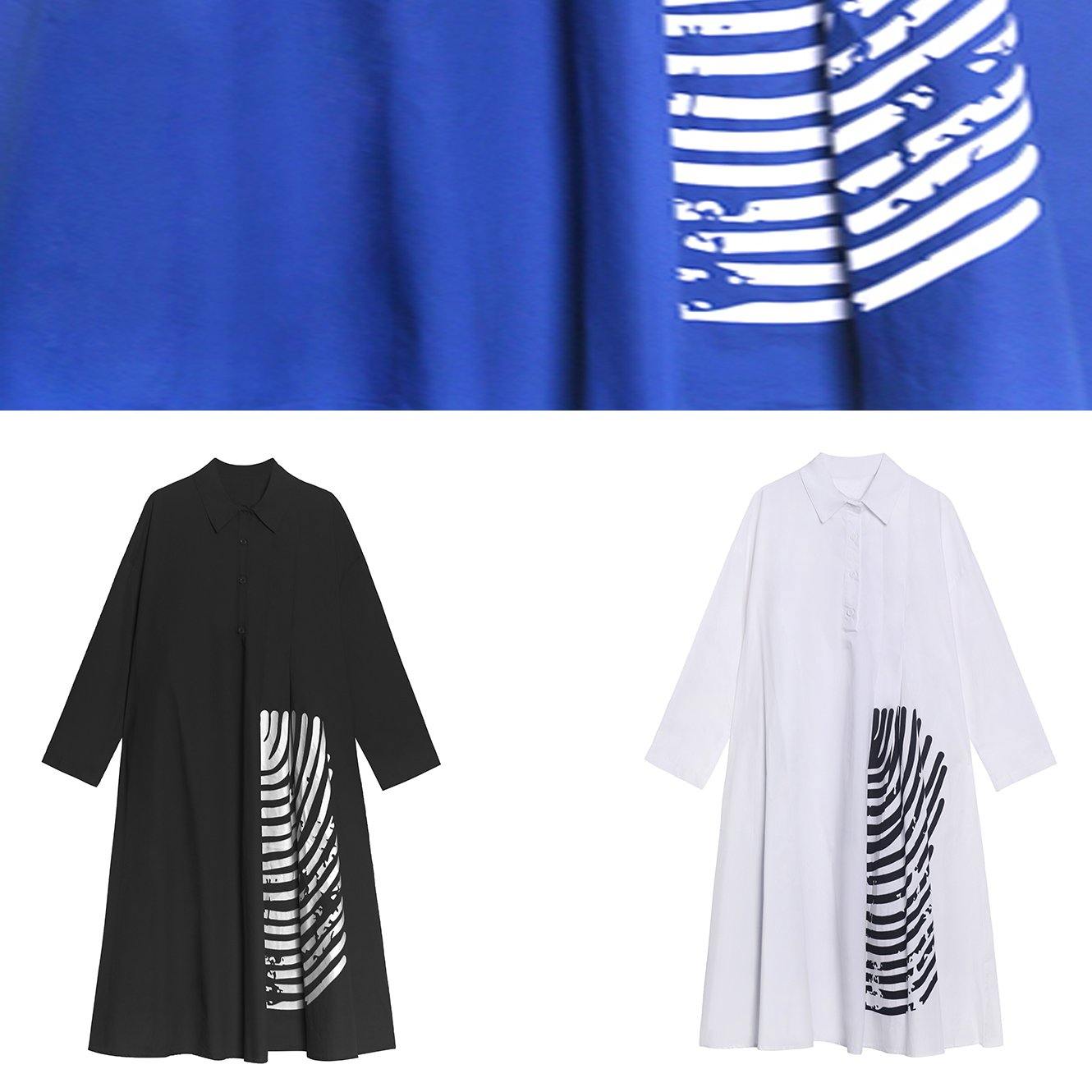 Loose Lapel Patchwork Spring Tunic Dress Runway Black Loose Dresses