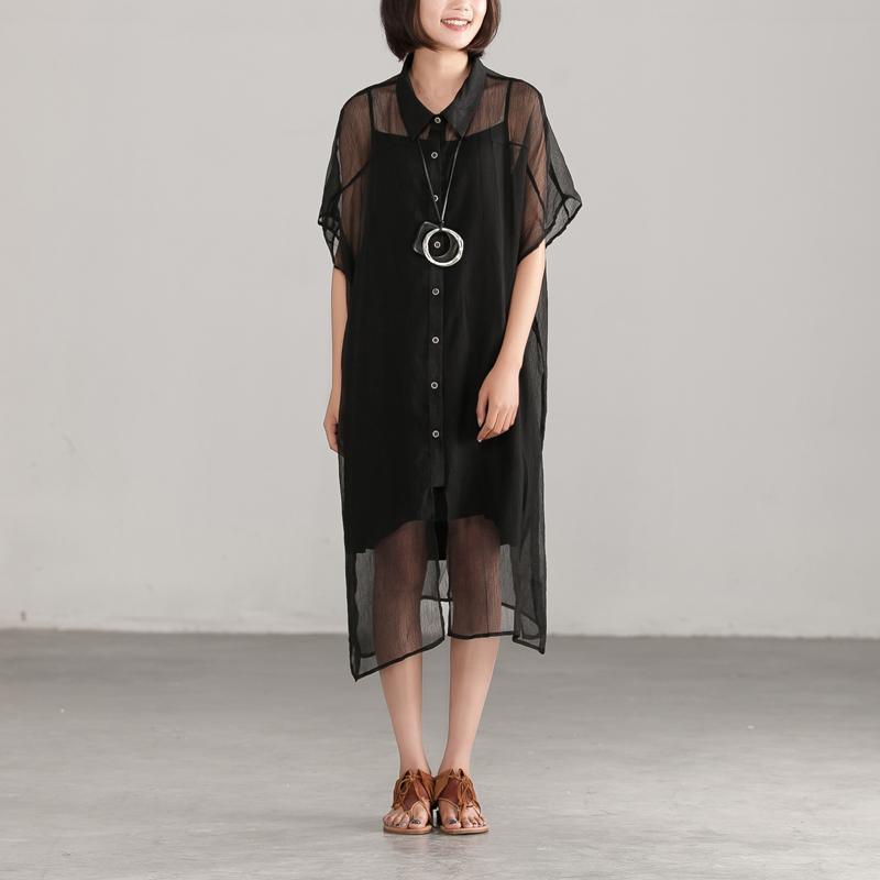 Loose Transparent Button Commuter Dress