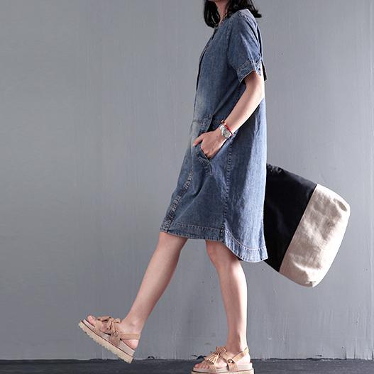 Loose denim sundress plus size causal denim summer dresses shift dress