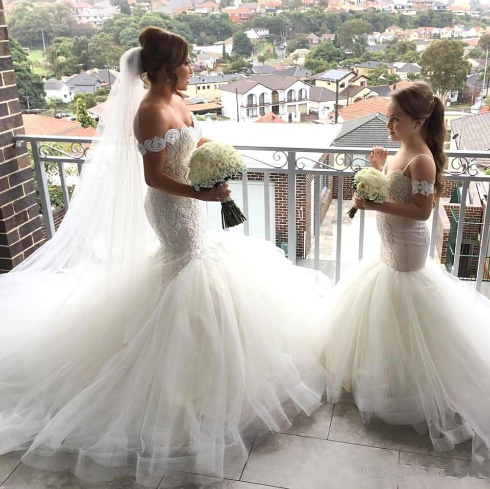 Lovely Mermaid Tulle Flower Girl Dresses |  Spaghetti Straps Appliques Girl Dresses