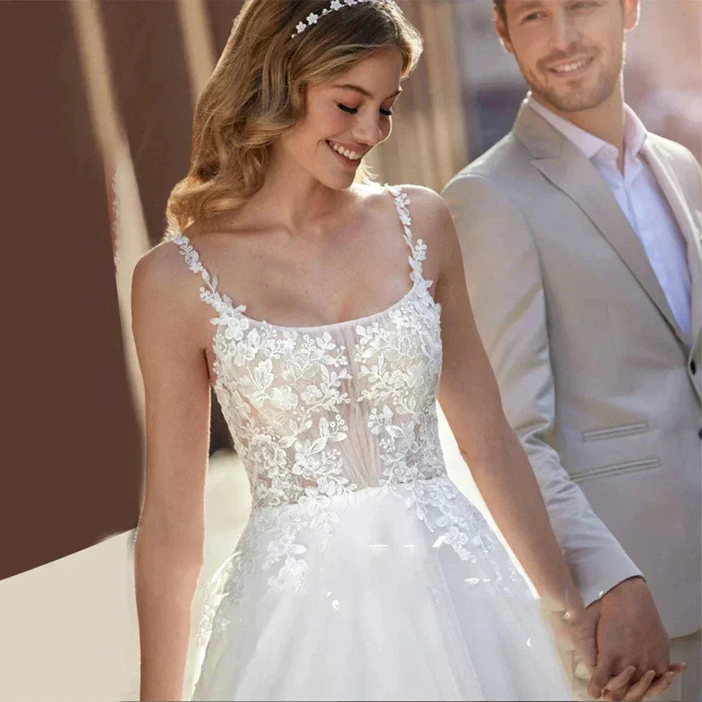 Luxury Lace Off Shoulder Sleeveless Women Mermaid Open Back Wedding Dresses 2025 Bridal Gowns Applqiues Spaghetti Straps Sexy (ZD14225)