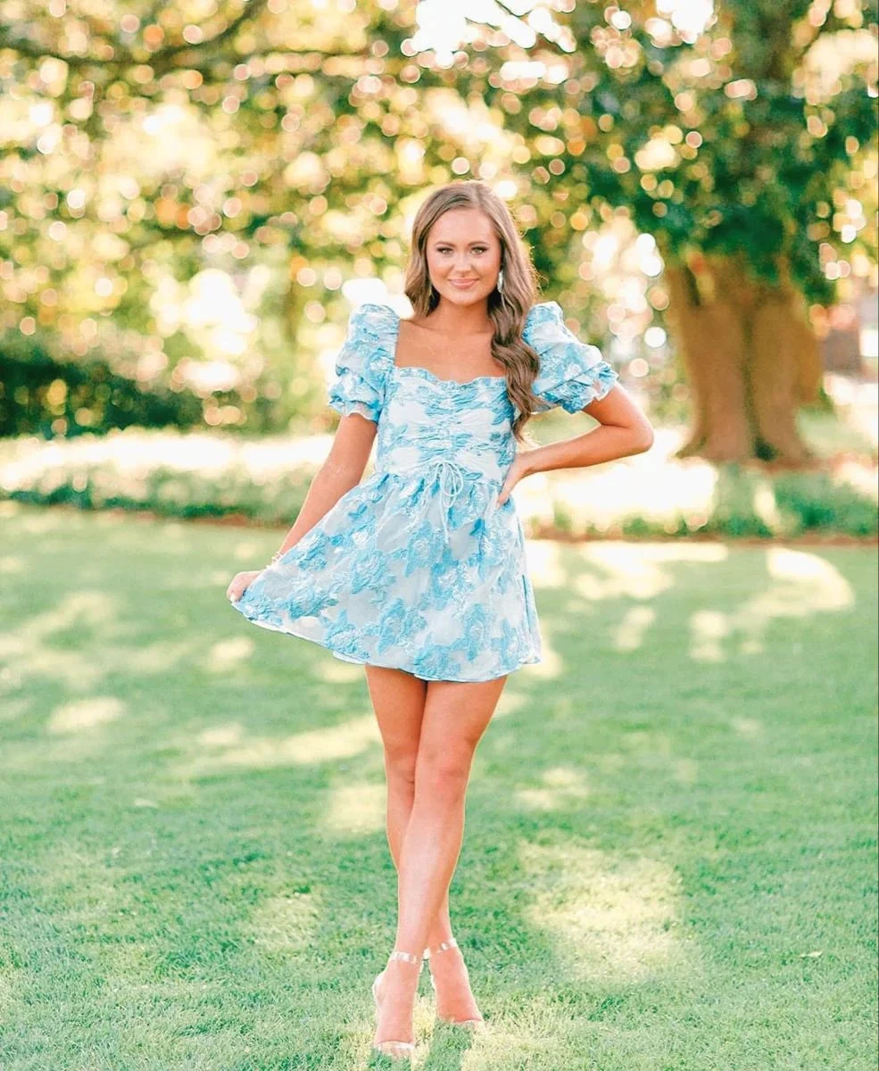 Retro Style Floral A-line Short Homecoming Dress Summer Outfit Dress (ZD11818)