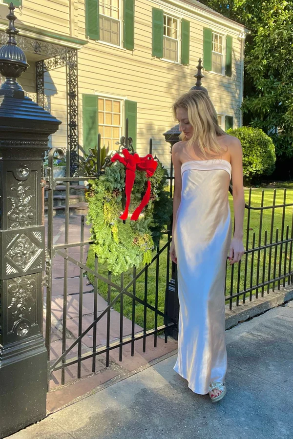 Blue Strapless Sheath Long Party Evening Dress