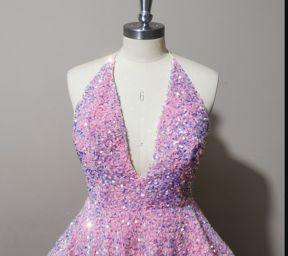 Halter Neckline Short Homecoming Dress Sequins Party Dress New Arrival Party Dress - View 6 | VelvetHem