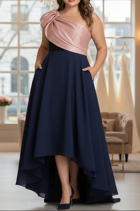 Sleeveless Asymmetrical Floor-Length One-Shoulder Plus Size Mother of the Bride Dresses
