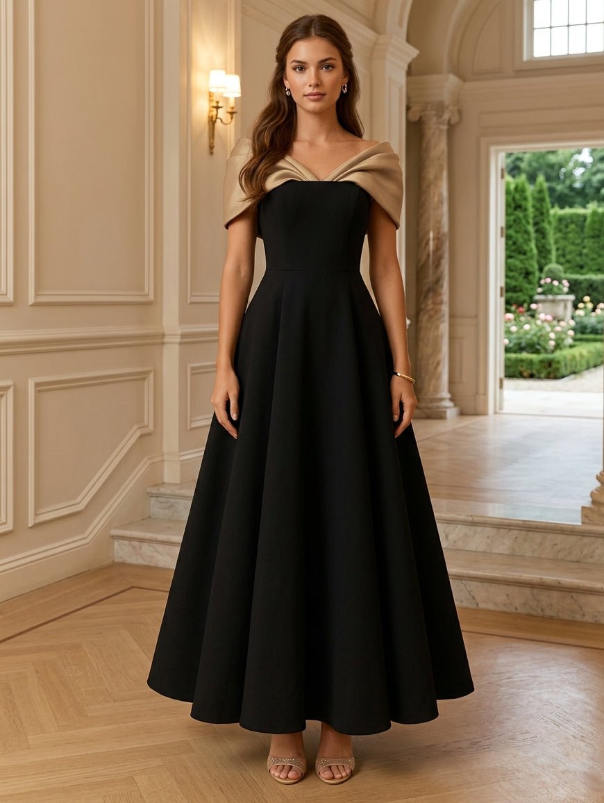 A-Line Satin Cocktail Dresses Satin Sleeveless Ankle-Length Formal Dresses