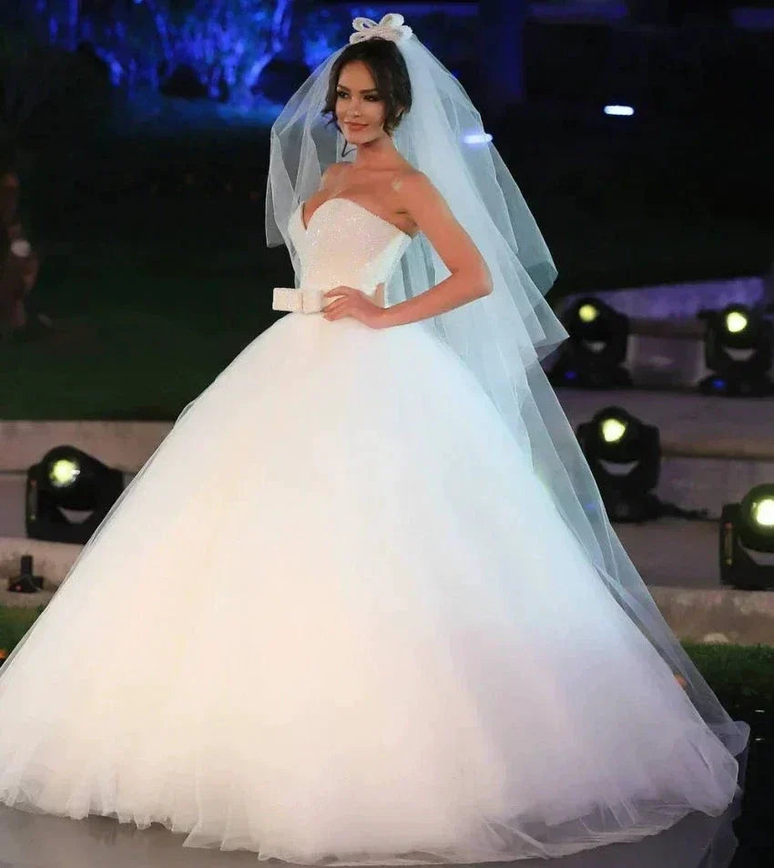 Luxury Crystal Beaded Ball Gown Wedding Dresses 2021 Princess Plus Size Country Western Wedding Gowns Bride Bridal Dress (ZD14092)