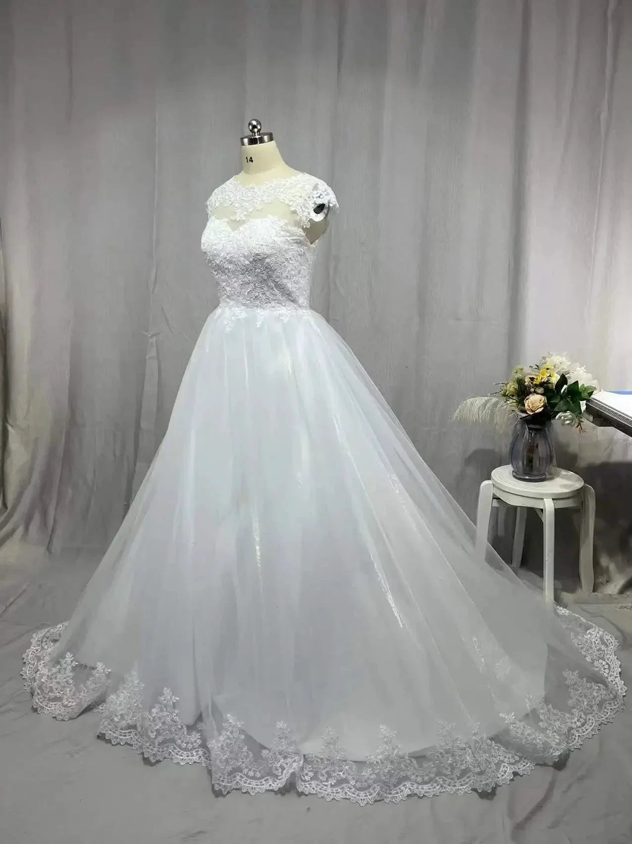 MYYBLE Real Photo Backless Cap Sleeves Bohemian Modern Wedding Dresses 2022 Plus Size Custom Made Vestido De Noiva Wedding Dress (ZD14099)