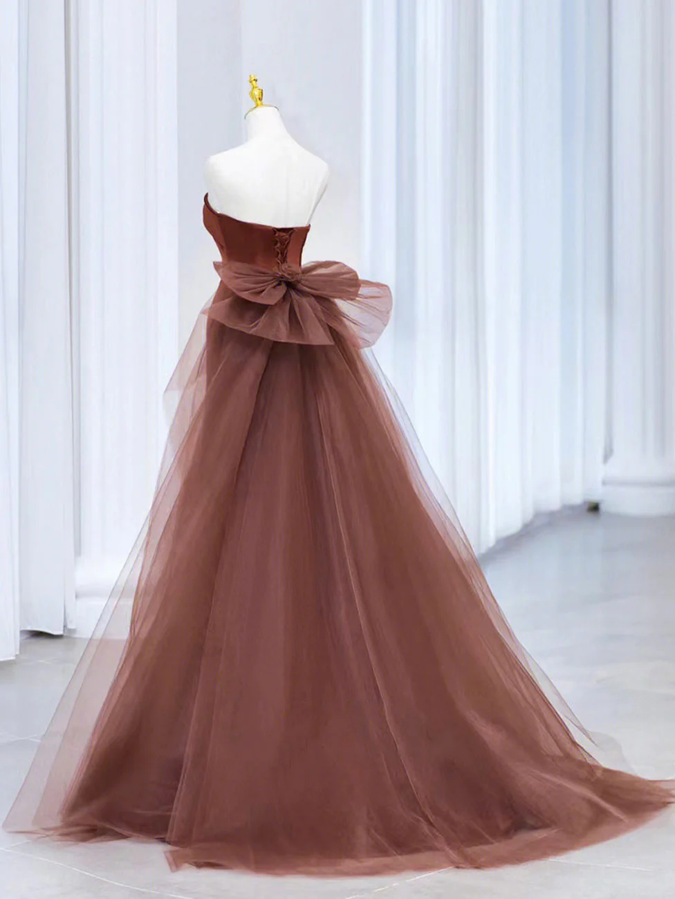 Mermaid Tulle Satin Long Prom Dress Mermaid Evening Dress Y4348