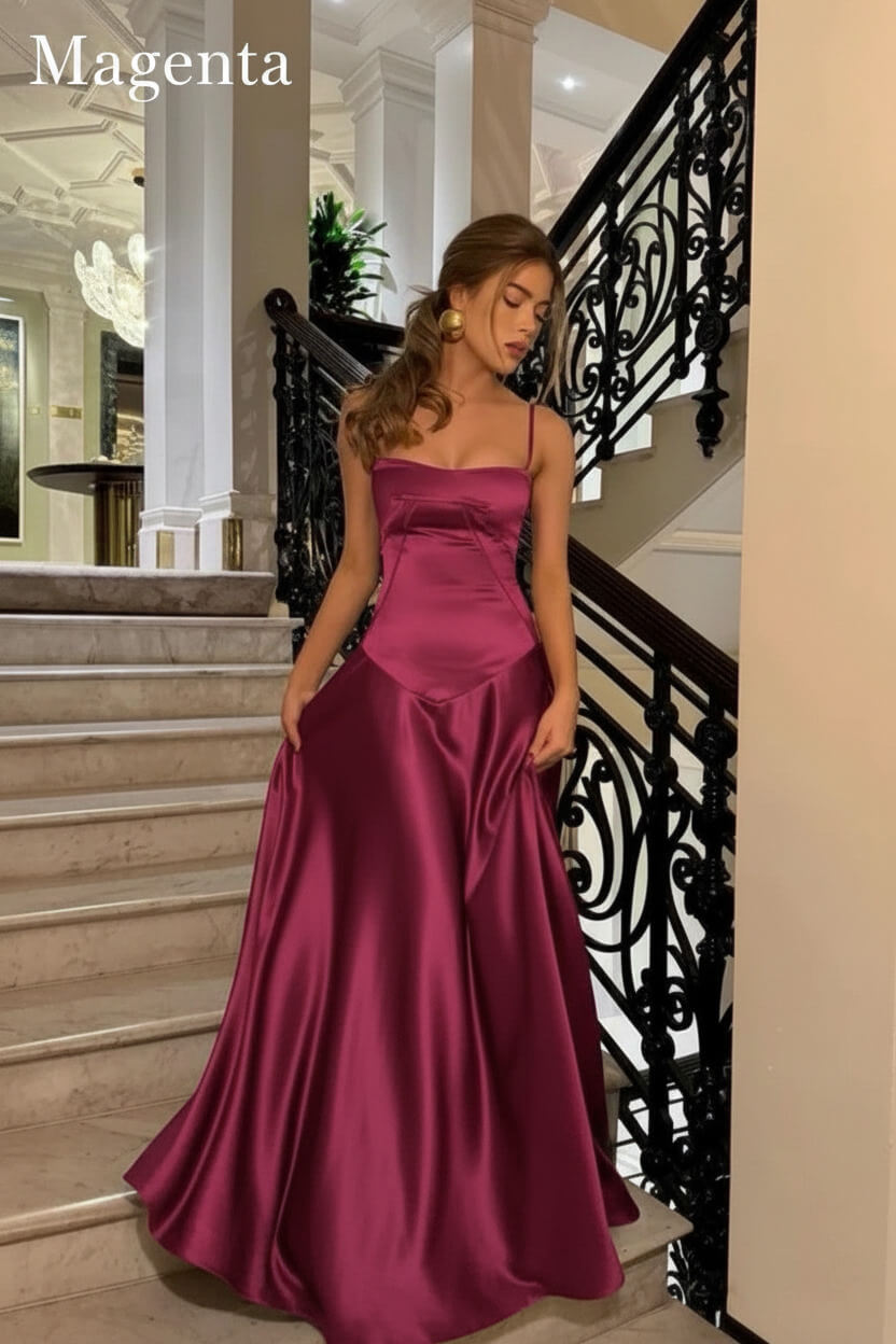 Suzhoufashion Brown Luxe Silk-Look Long Evening Dress With Fitted Bodice Formal Evening Gown