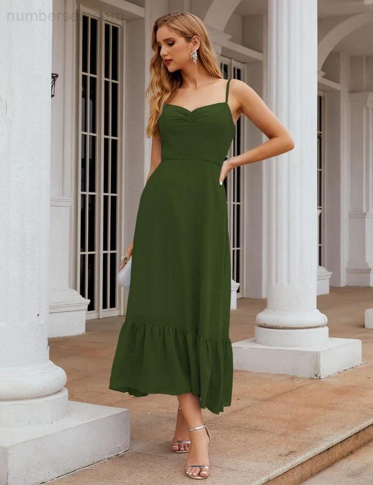 ZapDress  Spaghetti Strap Chiffon Bridesmaid Dress Ankle Length Formal A Line Cocktail Party Homecoming Dress for Juniors (ZD16949)