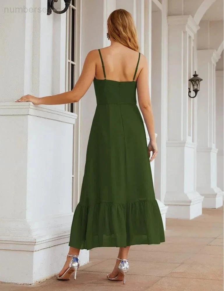 ZapDress  Spaghetti Strap Chiffon Bridesmaid Dress Ankle Length Formal A Line Cocktail Party Homecoming Dress for Juniors (ZD16949)