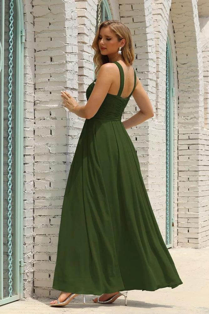 Numbersea Women Halter Chiffon Bridesmaid Dress A-line Long Formal Prom Gown SEA28015 by numbersea