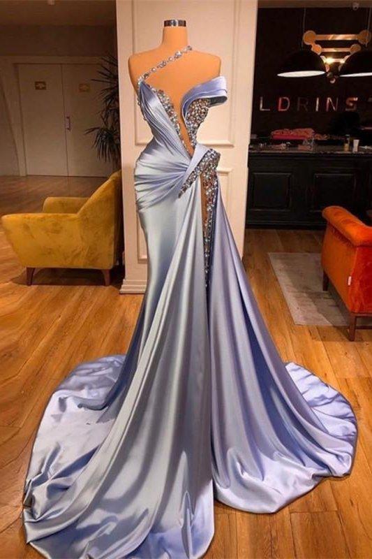 Mermaid Off the Shoulder Sleeveless Evening Formal Dress Long Beadings With Split