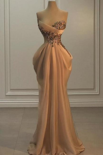 Mermaid Prom Dress Sweetheart Sleeveless Organza Formal Dress With Rhinestone
