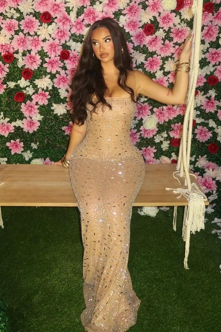 Suzhoufashion Mermaid Spaghetti Straps Light Champagne Long Party Dress With Beading Formal Evening Gown