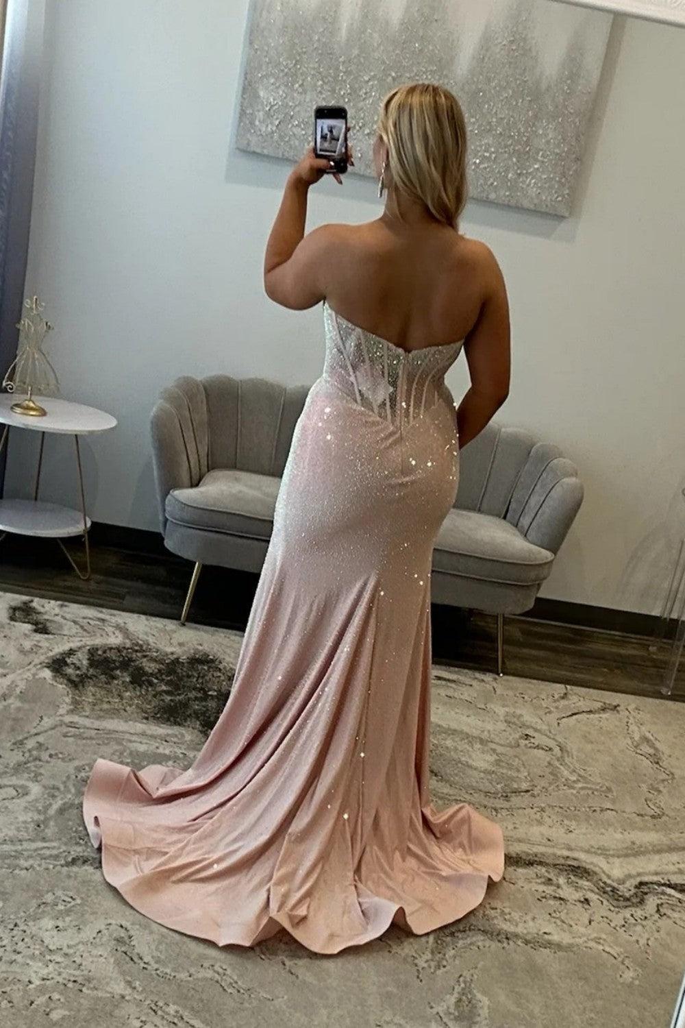 Mermaid Strapless Light Blue Corset Prom Dress With Beading Formal Evening Gown