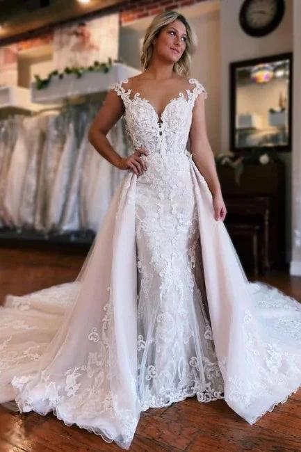 Mermaid Sweetheart Off-The-Shoulder Tulle Wedding Dresses with Lace (ZD15622)