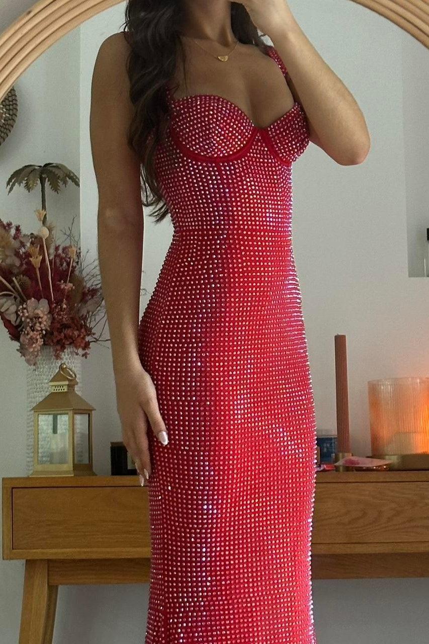 Suzhoufashion Mermaid Sweetheart Red Long Prom Dress With Beading Formal Evening Gown