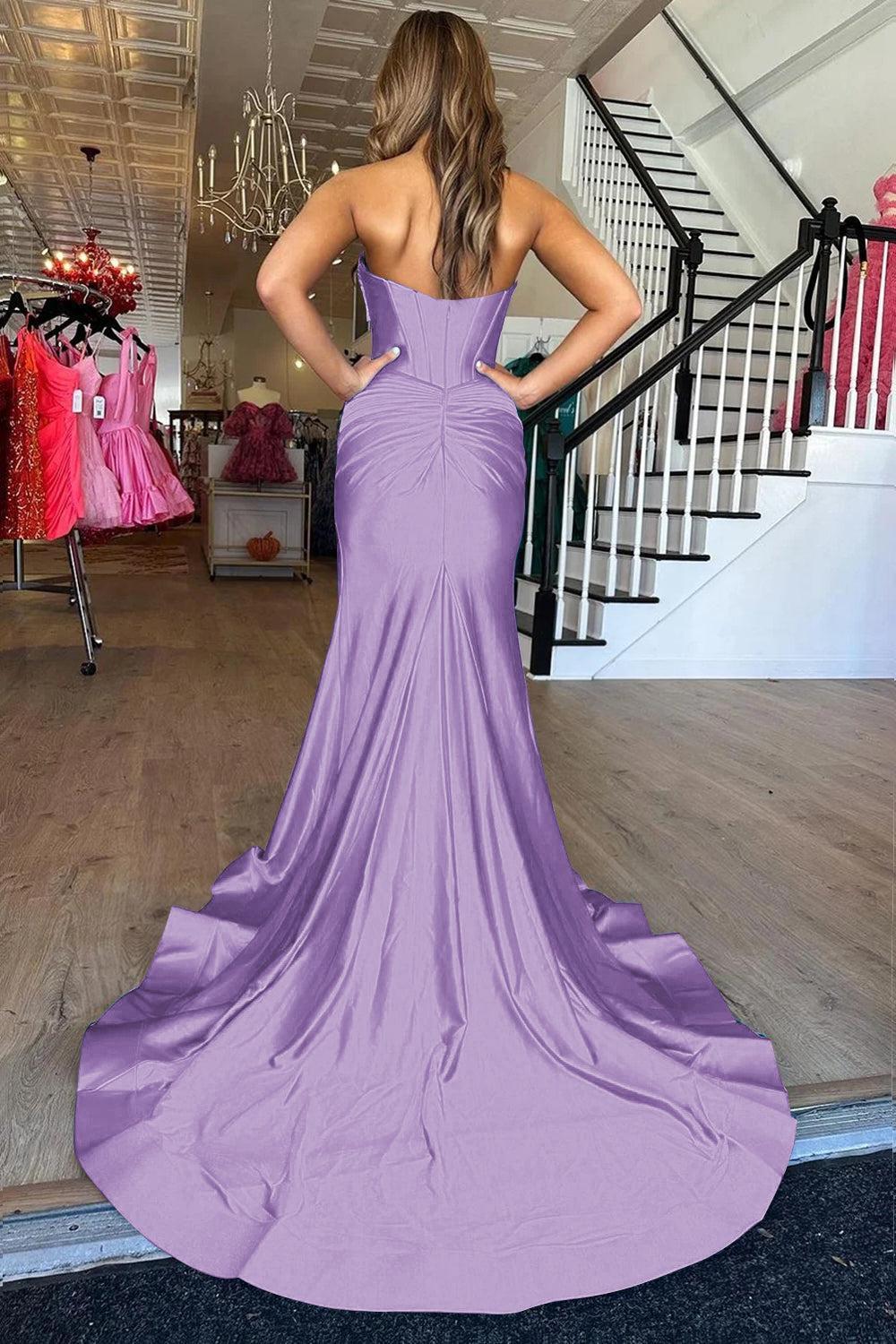 Mermaid Yellow Prom Dress Sweetheart Long Formal Dress With Slit