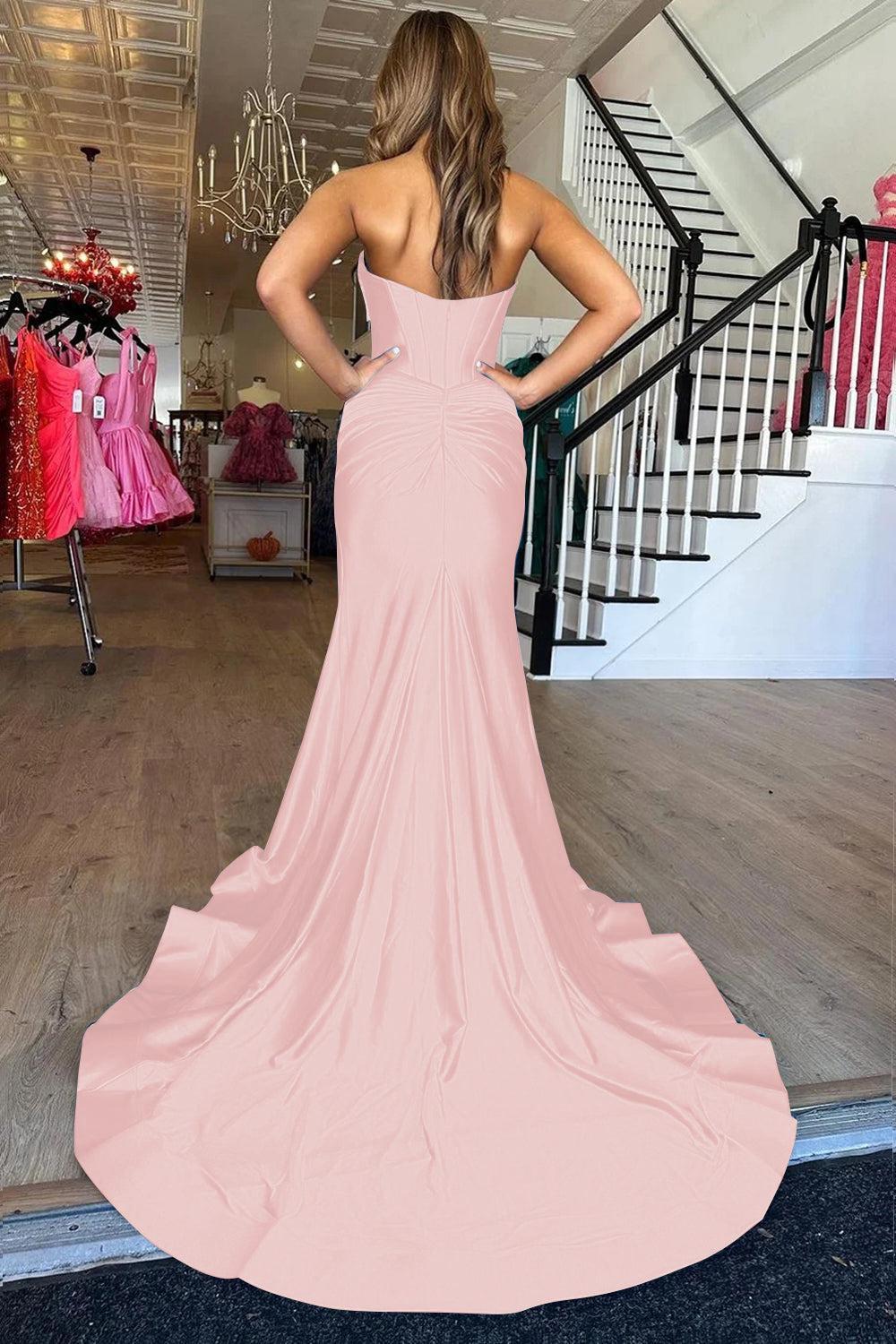 Mermaid Yellow Prom Dress Sweetheart Long Formal Dress With Slit
