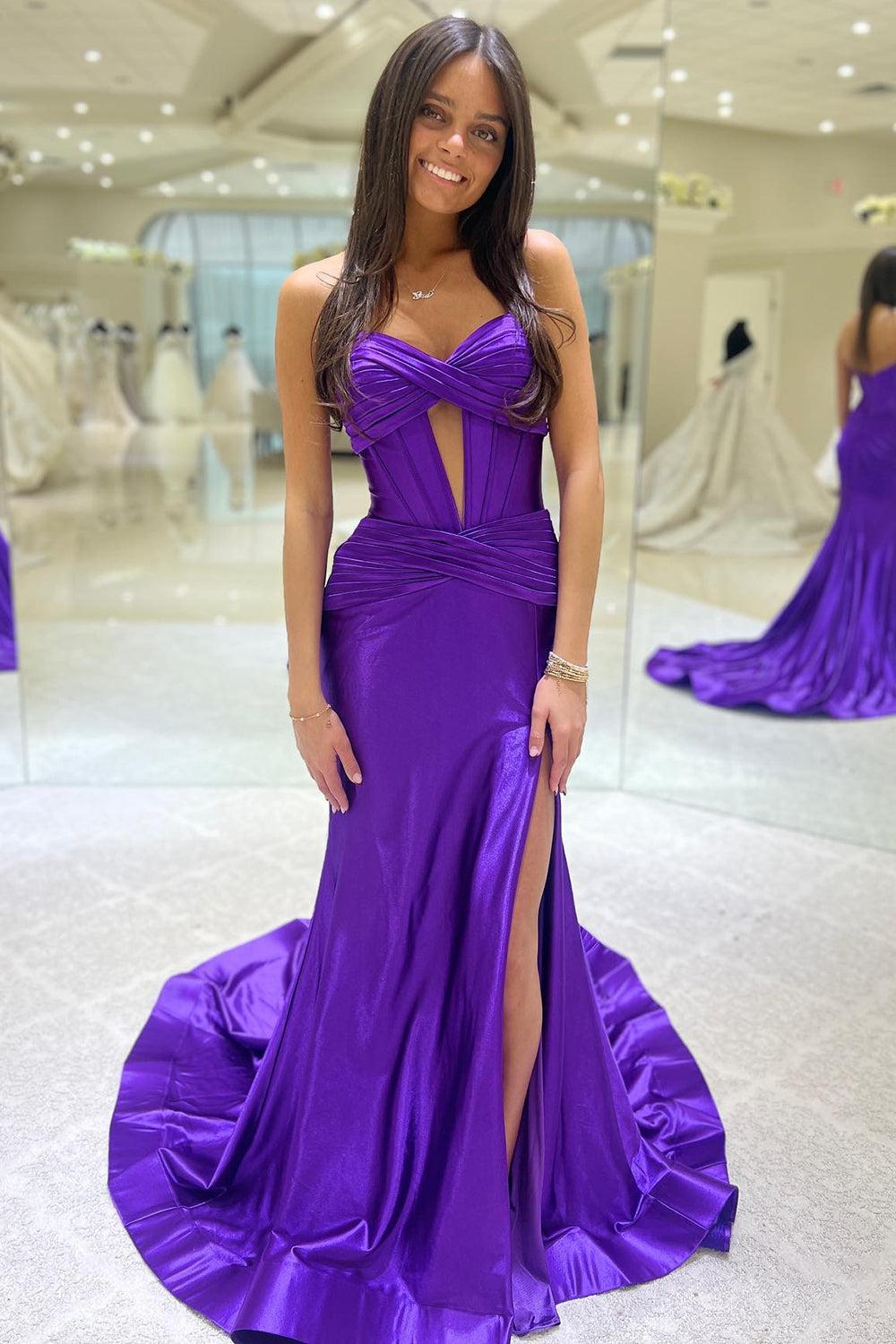 Mermaid Yellow Prom Dress Sweetheart Long Formal Dress With Slit