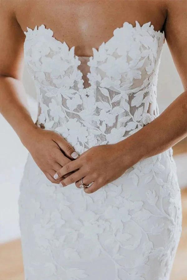 Mermaid Sweetheart Tulle Appliques Long Sleeve Wedding Dress (ZD16099)