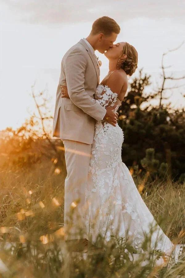 Mermaid Sweetheart Tulle Appliques Long Sleeve Wedding Dress (ZD16099)