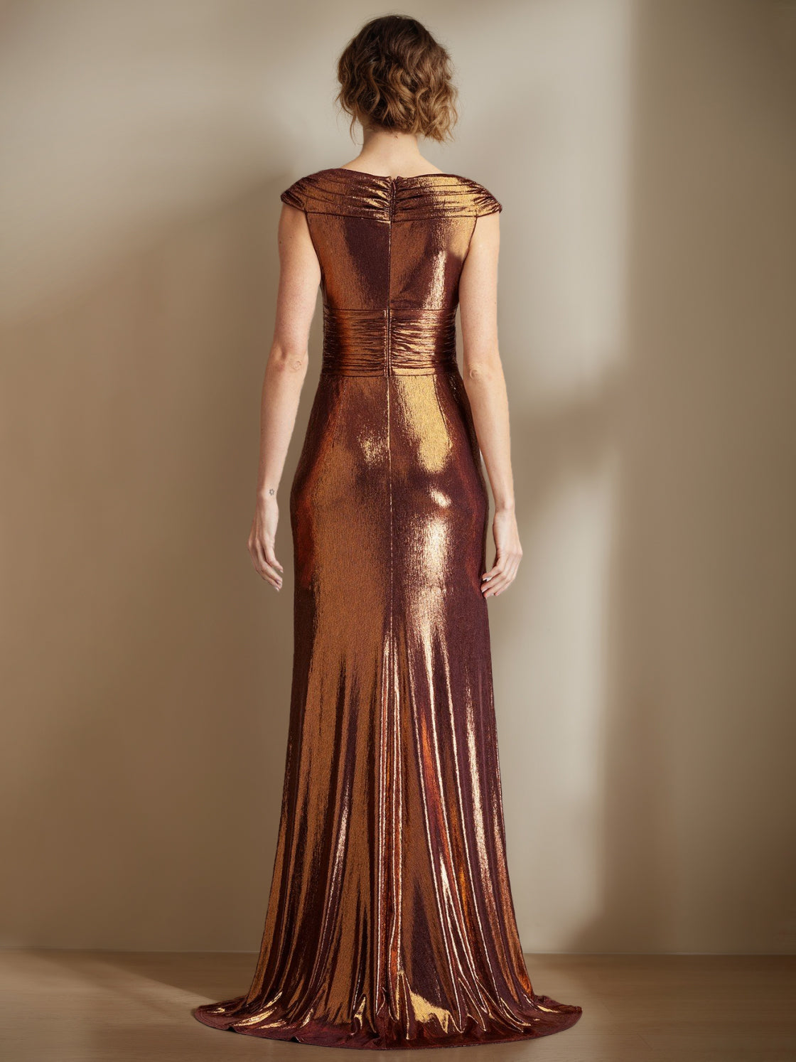 Mermaid Trumpet Sleeveless Long Mother of the Bride Dress with Scoop Neck Ruffles & Side Split
