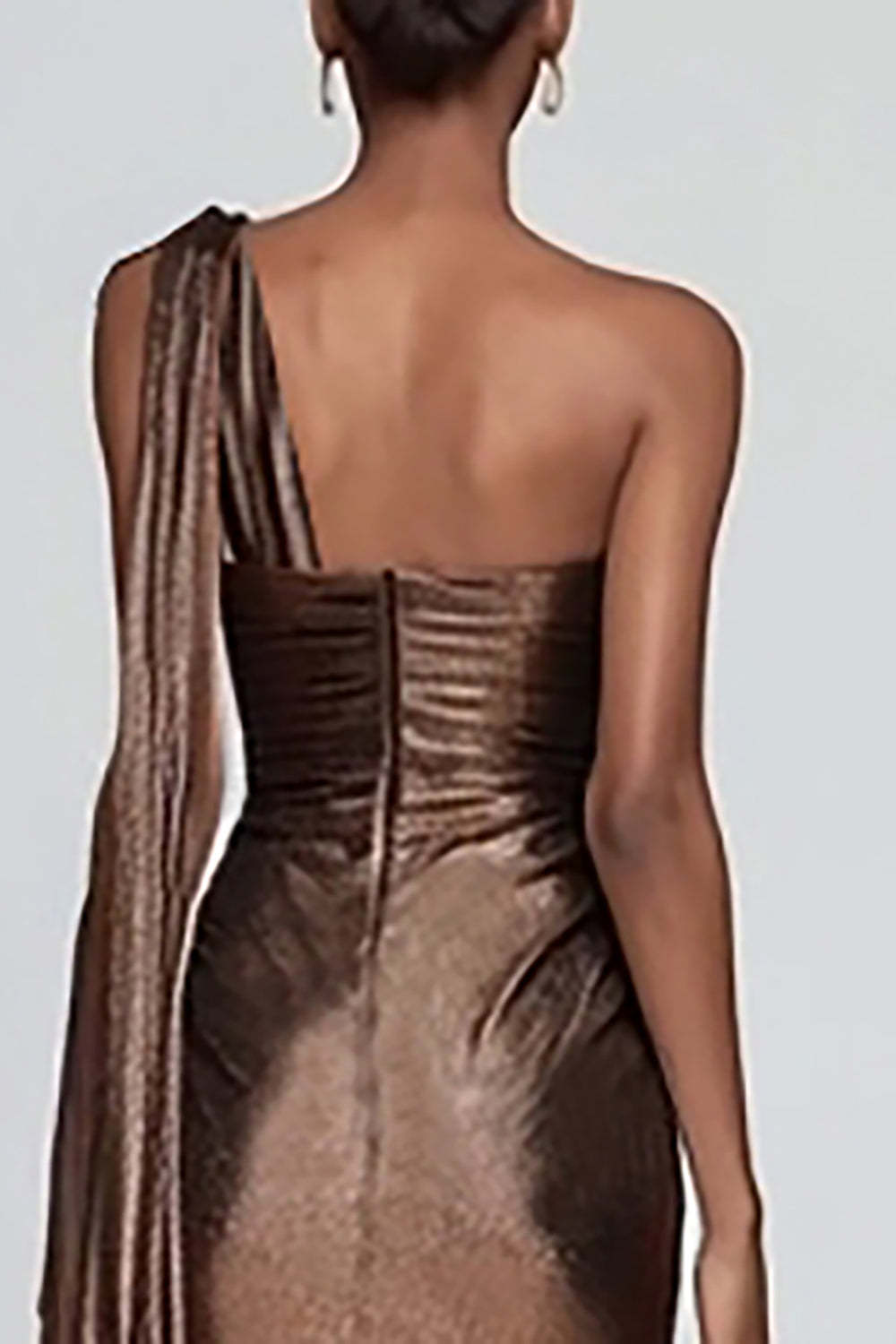 Suzhoufashion Metallic Brown One Shoulder Long Mermaid Prom Dress With Slit
