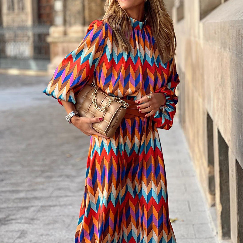 Inés Statement Formal Printed Midi Dress Chic Silhouette Collection