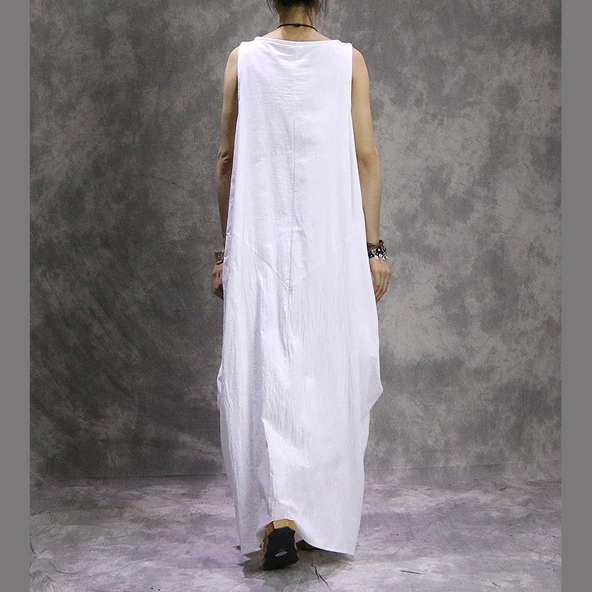 Modern O Neck Cotton Linen Outfit Boutique Photography White Traveling Dress Summer