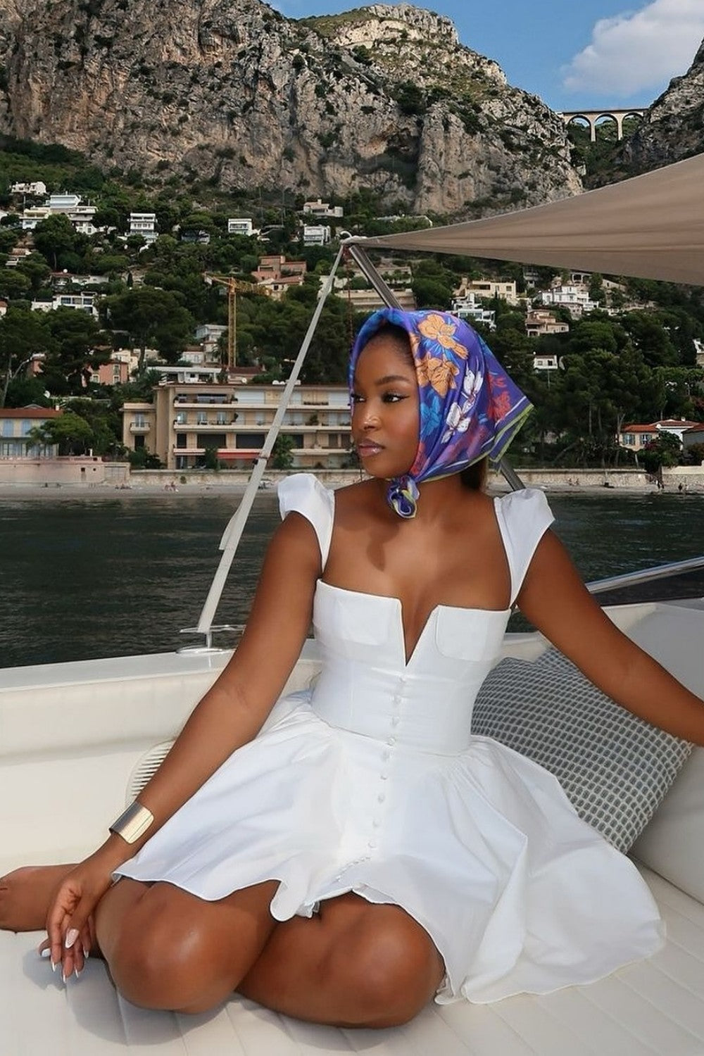 Modern White Fit and Flare Homecoming Dress with Deep V Corset Bodice