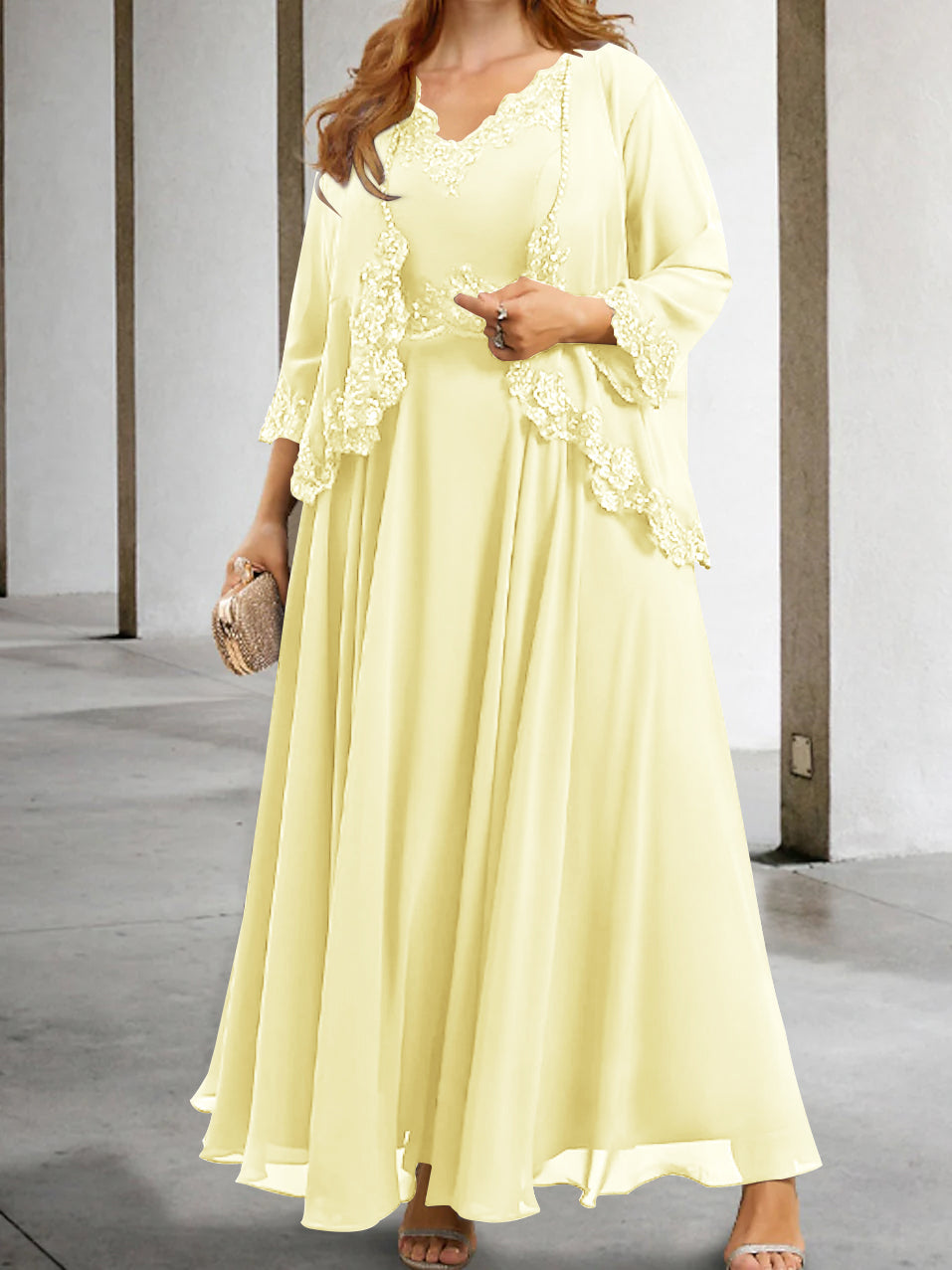 Mother of the Bride A Line Dress Featuring Applique & Sequins